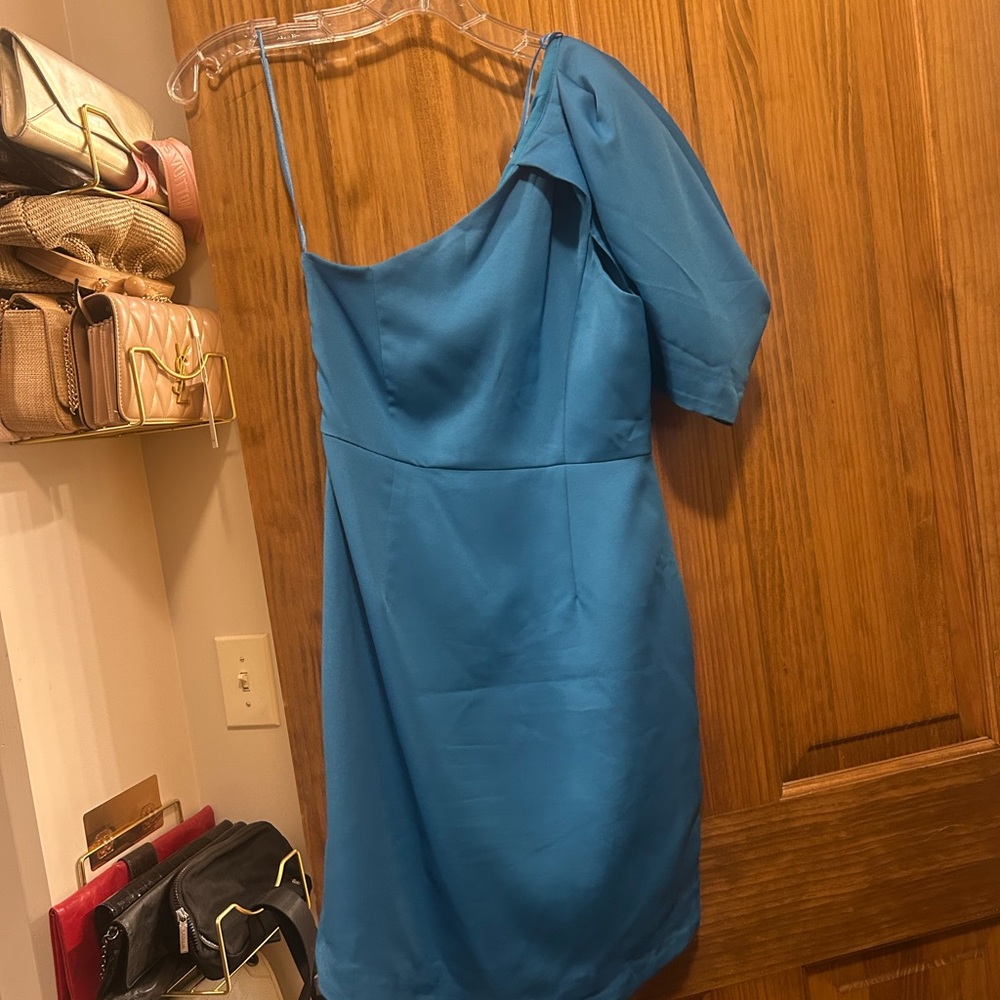 DO+BE blue one shoulder dress